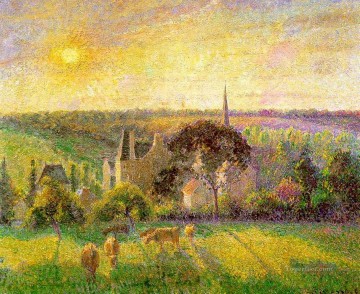  1895 Works - the church and farm of eragny 1895 Camille Pissarro